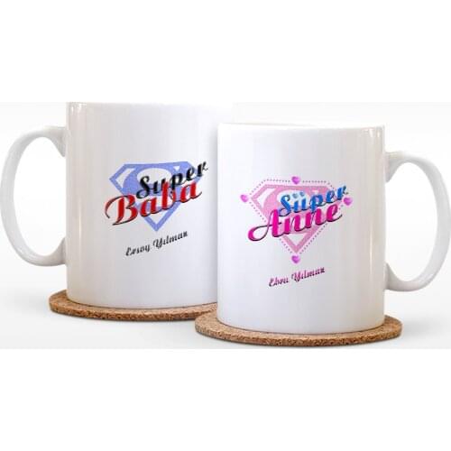 Personalized Dual Mother & Father White Mug Cup Pad-2