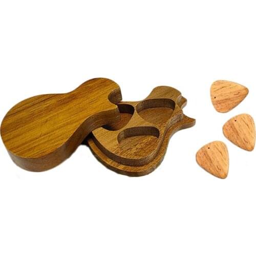 Personlized Wood Guitar Pick with Box Set Plectrum Storage Holder Case Acoustic Electric Bass Mediator Guitar Parts Accessories