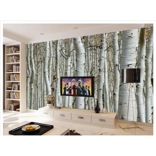 Custom photo wallpaper 3d mural fashion The latest shock 3 d TV setting wall birch trees wall papers home decoration