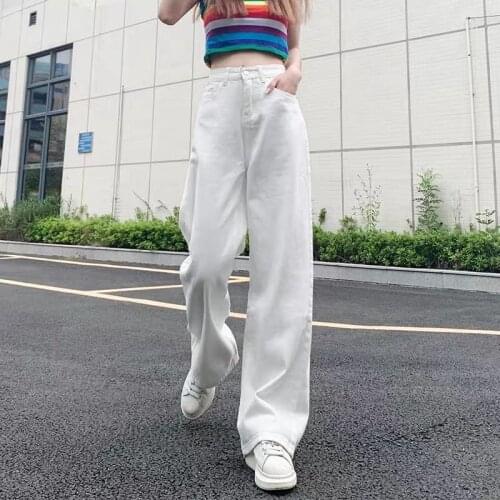 Straight jeans for women with high waist pants for women plus up Summer Loose boyfriend white jeans woman Plus Size Trousers