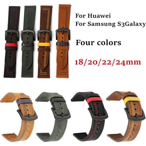 Genuine Leather Watchbands Bracelet Black Yellow Green Brown Cowhide Watch Strap For Women Men 18 20 22 24mm Wrist Band