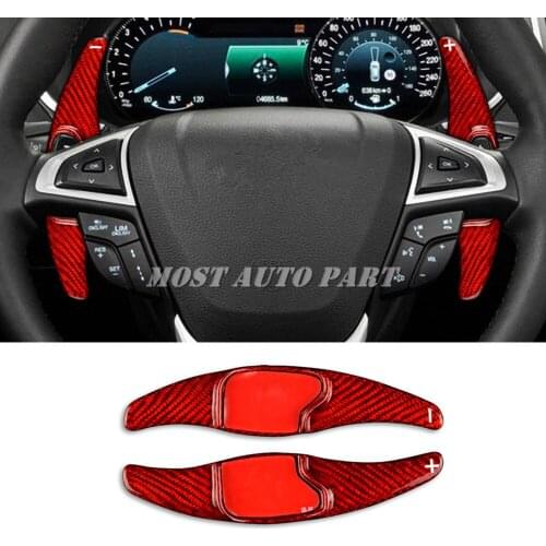 Real Carbon Fiber Paddle Paddle Shift Steering Wheel Shifter Extension For Ford Fusion Mondeo Edge Taurus 2015-2020 Red/Black