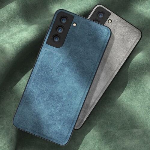 Skeypaik Luxury Fashion Lens Protection Shockproof Silicone Soft PU Leather Flannel Phone Case For Samsung S21 Plus Ultra Funda