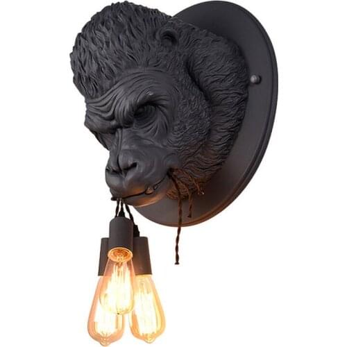 Modern Nordic Resin Fixtures Luminaire Minimalist Creativity Gorilla Wall Lamps Led Wall Lights for Foyer Loft Bedroom Bedside