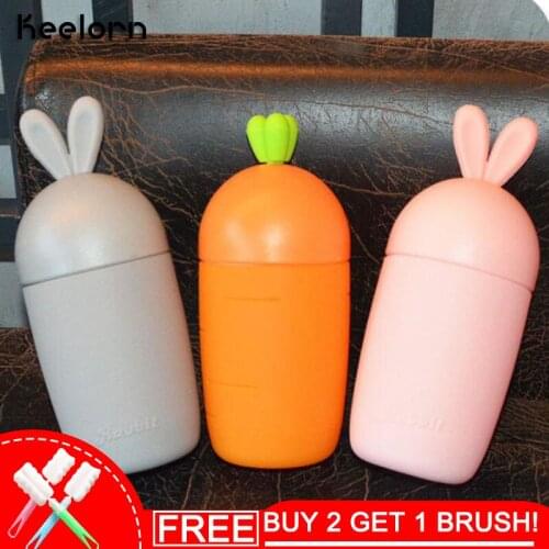 Keelorn 260ml Water Bottle Glass Creative Cartoon Carrot Glass Gift Outdoor Travel Water Bottle