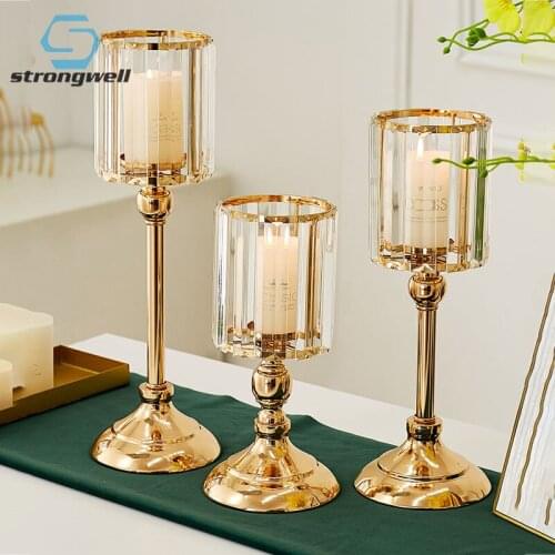 Strongwell Luxury Glass Candlestick Home Supplies Candle Night Props Party Decoration Candle Holder Wedding Gifts Furnishings