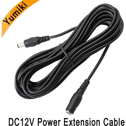 DC12V Power Extension Cable 2.1*5.5mm Connector Male To Female For CCTV Security Camera Black Color 16.5Feet 5M 10m power cable