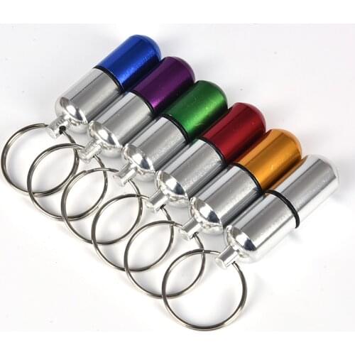 1pcs Waterproof Aluminum Pill Box Case Bottle Drug Holder Container Keychain Medicine Box Camping Equipment Camping Gadget