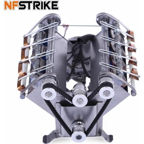 V8 High Speed Engine Model Electromagnetic 8-Cylinder Car Engine Working Principle Stem Toy 2019 New Arrival - Assembled