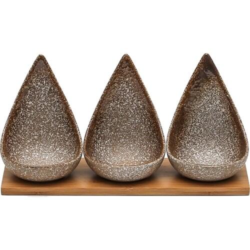 Japanese ceramic tableware fruit platter wooden tray creative ceramic plaid snack candy dish / sauce seasoning dish pickles dish