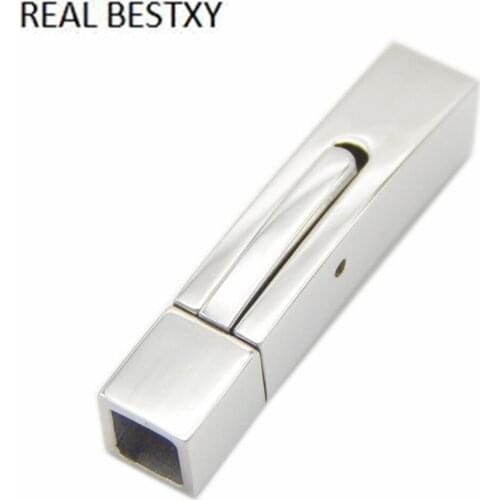 20pcs/lot hole size 5*5mm Custom logo Stainless steel Clasp For Jewelry Making Leather Cord Buckle Connector DIY Jewelry Finding