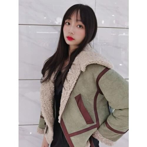 OFTBUY 2020 Real Fur Coat Winter Jacket Women Natural Real Lambswool Fur Liner Genuine Leather Outerwear Thick Warm Streetwear