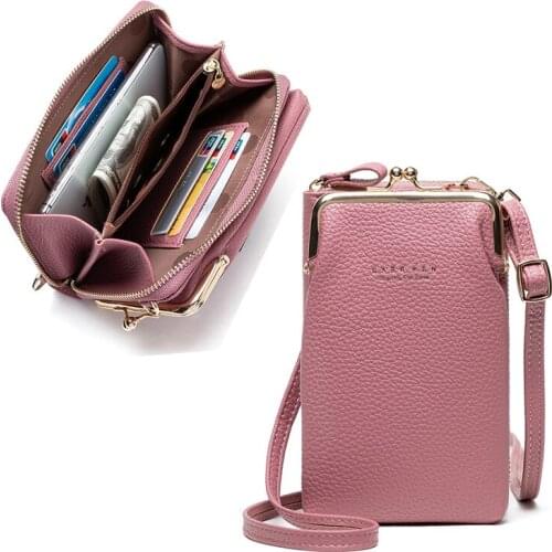 Wallet Women PU Mobile Phone Clutch Bag Ladies Purse Large Capacity Travel Card Holder Passport Cover Home Office Storage