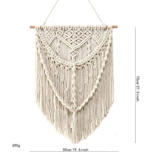 1pc 50x70cm Tassel Hanging Tapestry Wall Hanging Art Room Hand-woven Hanging Oranments Decoration (no sticks)