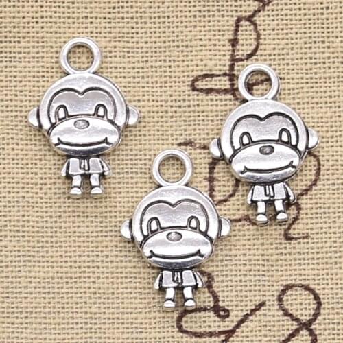 10pcs Charms Double Sides Monkey 15x27mm Antique Pendant Fit Vintage Tibetan Silver Color DIY Handmade Jewelry