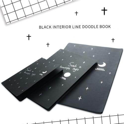 Diary Notebook Black Paper Notepad Sketch Graffiti Notebook For Drawing Painting Soft Cover Stationery Office School Supplies