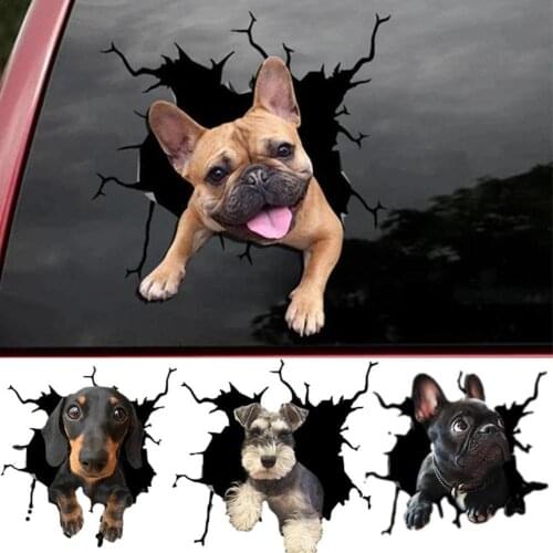 3D Funny Pug Dog PVC Car Stickers Window Decal Waterproof Cute Pet Puppy Vehicle Home Decorative Sticker Auto Accessory