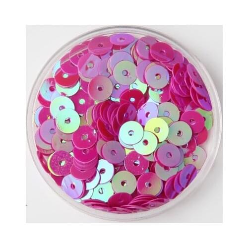 60g/lot 6mm Flat Round Sequins For Craft Bolsa Children, Wedding DIY Garment Accessories Rose Red AB Confetti