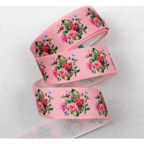 9mm/16mm/22mm/25mm/38mm/75mm flower print grosgrain ribbon 10/25/50yards DIY gift wrap sewing wedding decor ribbon