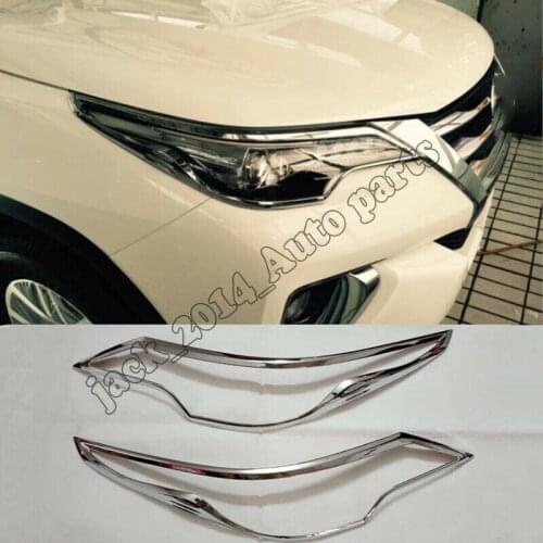 ABS Chrome Front Headlight Lamp Cover Trim 2pcs/set For Toyota Fortuner SUV 2016