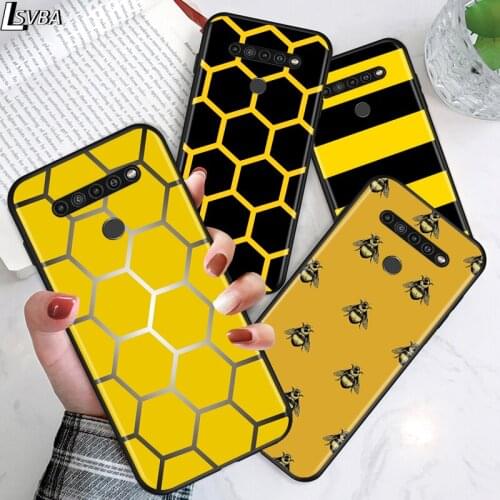 Bee Art Cute for LG G8 G8S G8X V30 V35 V40 V50 V60 ThinQ Q60 K40 K50 K30 K41 K51 K61 K71 K22 Black Phone Case