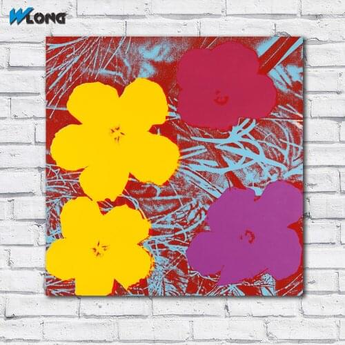 Large size Printing Oil FLOWERS by Andy Warhol colorful 4 wall art canvas prints pictures for living room and bedroom No Frame