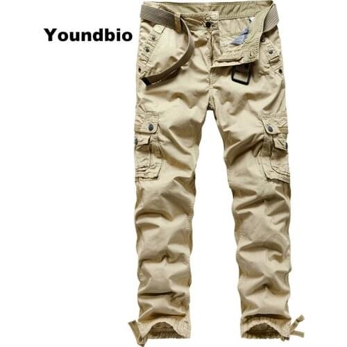 Men Cargo Pants Clothing Spring Autumn Men Trousers Casual Cargo Pants Elasticity Multi-Pocket Pure Cotton Sweatpants for Men
