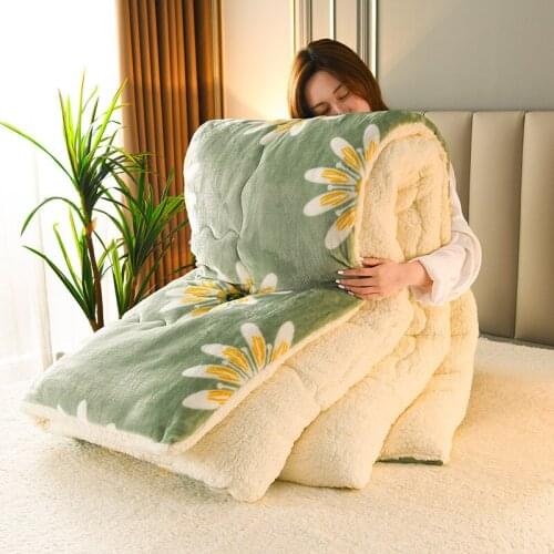 CangGe SwaemSuper Warm Lamb Quilt Winter Blanket 4 kg Double-sided Cashmere Quilt Thickened Warm Autumn Spring Push Comforter