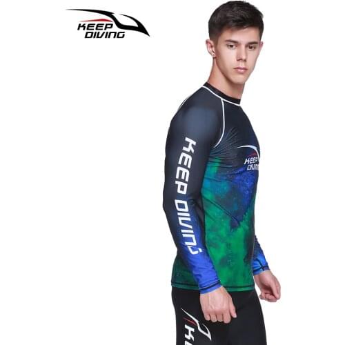 New Arrival UPF 50+ Anti-UV Rash Guards Men Quick-dry Long Sleeve Wetsuit Sunscreen Swimming Surfing Suit Large Size