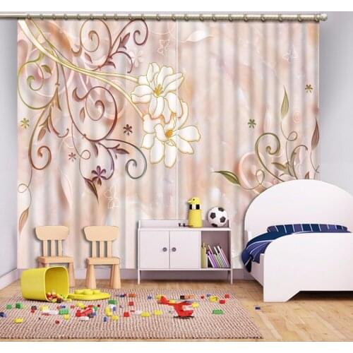 Classic 3D European Style Luxury European Modern pink curtain 3d Curtains For Living Room Window 3d Curtains