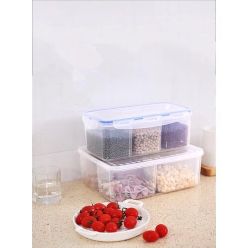 1PC 3 4 Grips Refrigerator Food Storage Box Grains Fruits Vegetables Storage Box kitchen Fresh Containers Snacks Jar OK 1190