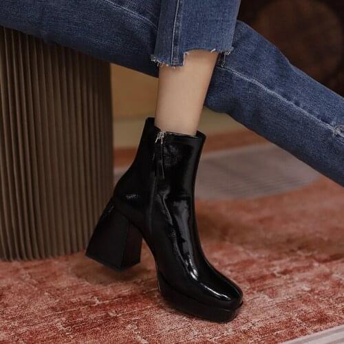 Leather Martin boots single shoes womens shoes luxury brand high quality fashion boots high heels X913