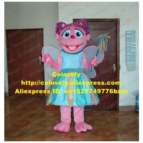 Nice Pink Blue Abby Cadabby Mascot Costume Mascotte Sesame Street Fairy Peri With Big Blue Eyes Colorful Hairs No.830 Free Ship