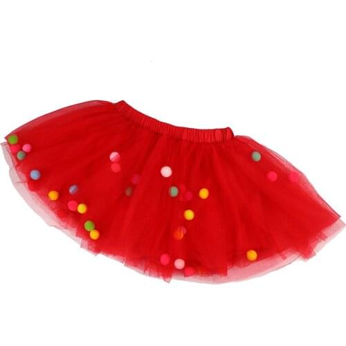 High Quality Red Tutu Tulle Girls Dresses for Prom Evening Party Dance Mini Dresses with Colorful Balls