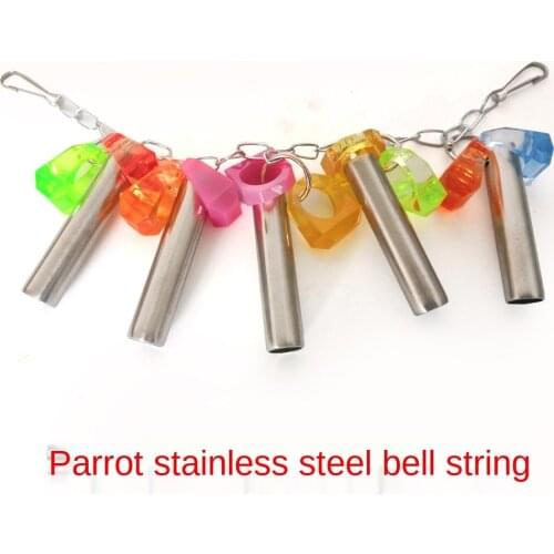 LHXMAS PET TOYS Squirrel Bell Small Medium and large parrot toys stainless steel bell string parrot cage toy stand Bell