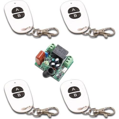 Mini Size 220V 1CH 1CH 10A Wireless Remote Control Switch Relay Receiver+4pc Waterproof Transmitter 2Buttons 315/433 MHZ Toggle