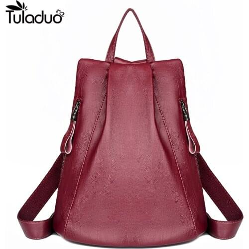Mochilas Mujer 2020 New Soft Leather Backpacks Student Bag Travel Leisure Backpack Female Outdoor Bag Mochila Feminina