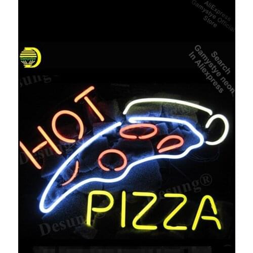 Neon Sign Hot Pizza Neon Light Sign Handcrafted Glass Guitar Store Display Pizza Shop Sign Windows Garage Wall Sign Garage Sign