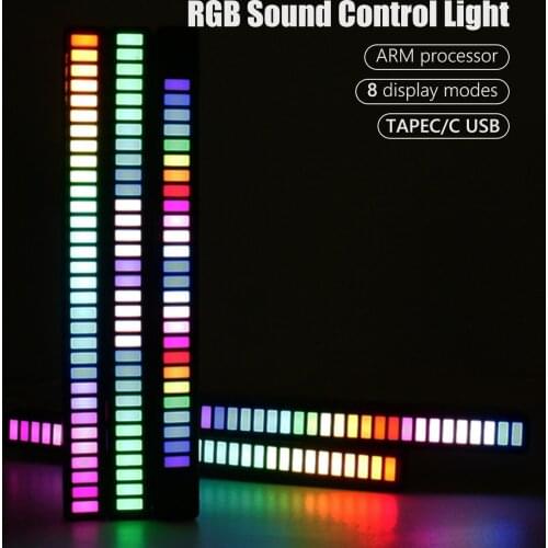 2021 New Car Sound Control Light RGB Voice-Activated Music Rhythm Ambient Light with Car Home Party Decoration LED Lamp