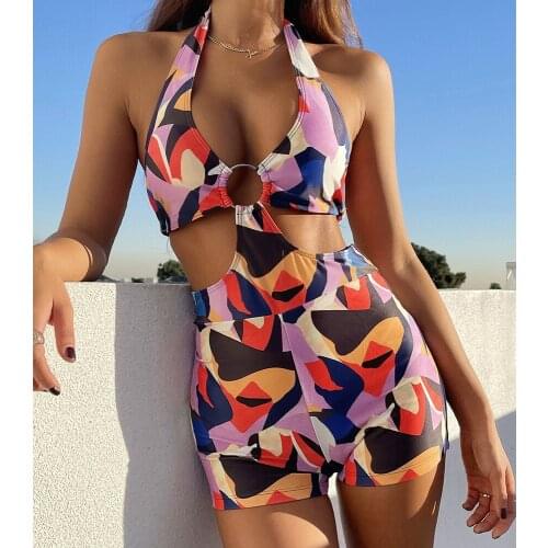 New Sexy One Piece Swimsuit Female Halter Push Up Swimwear Women Backless Monokini Bathing Suit Summer Beach Wear Swim Lady