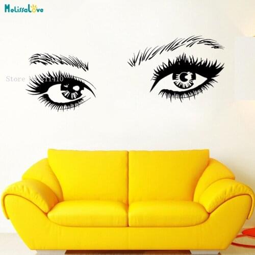 Attractive Eyes Wall Sticker Beauty Salon Decor Sex Girl Face Make Up Murals Barbershop Self-adhesive Vinyl Art Decals YT912