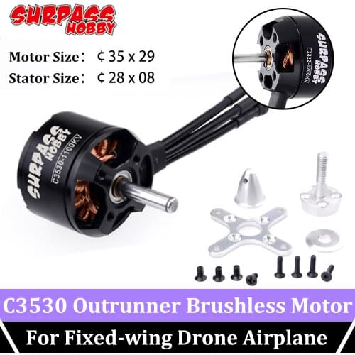 Surpass Hobby 2pcs C3530 Brushless Motor 1100KV 1400KV 1700KV 30A ESC for RC Model Fixed Wing Drone Airplane Aircraft Helicopter
