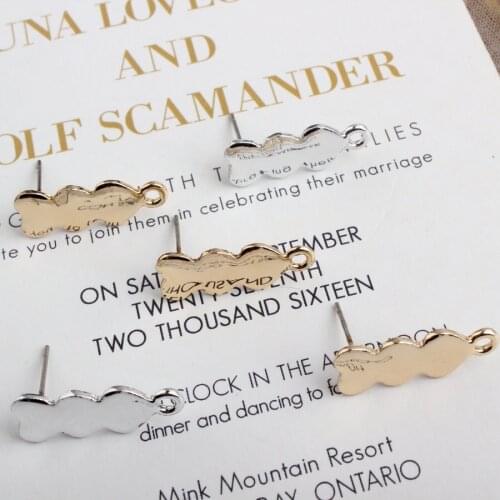 Triple Heart Stud Earrings Connectors Bright Gold Color and Silver Color Alloy anti-allergic Pendant For DIY Jewelry Findings