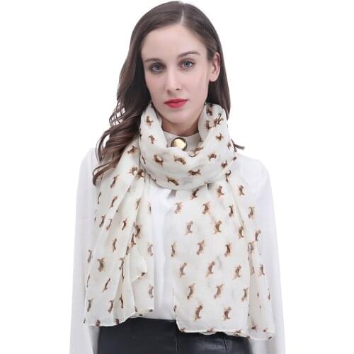 10pcs/lot Cute Beagle Dog Animal Print Scarf Shawl Womens Accessories