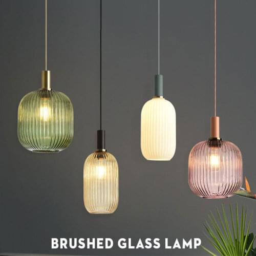 Nordic Retro restaurant colorfull glass pendant lights Creative living room Lamp Simple bedside lamp LED E27 light
