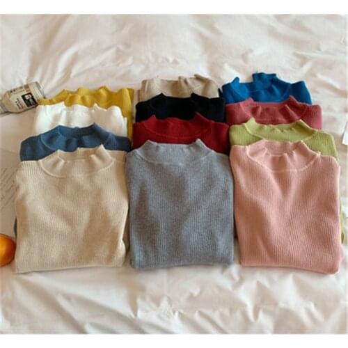 2020 Autumn Winter Woman Sweaters Long Sleeve Korean Pullovers Women Half Turtlenecks Warm Jumpers Knitted Sweater With Neck 32