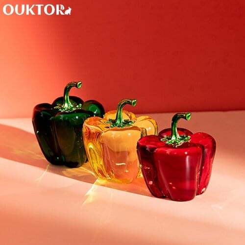 Trend Colorful Crystal Chili Crystal Bell Pepper Home Office Desktop Fashion Decoration Accessories Personalized Gift for Friend