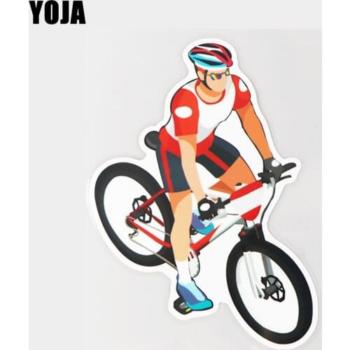 YOJA 12.6×16.8CM Handsome Riders Riding Mountain Bikes Decorative Car Stickers Creative Sports Vinyl Decals DY5-021