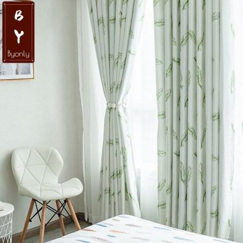 Curtains for Living Room Feather-Modern Simple Cationic Jacquard Curtain Fabric Printed Curtain Fabric Feather Shade Cloth