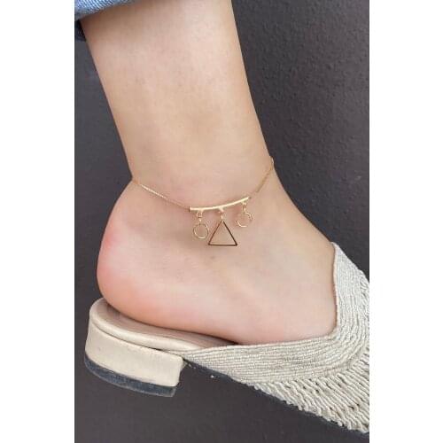 Gold Color Geometric Figured Anklets